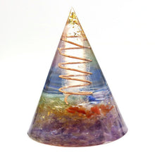 Load image into Gallery viewer, Orgonite Energy Pyramid Natural Spiral Chakra Colour Crystal Emf Protection For Healing Energy Generator Resin Decorative Gift
