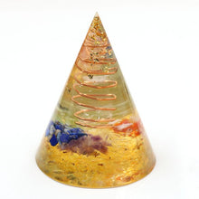 Load image into Gallery viewer, Orgonite Energy Pyramid Natural Spiral Chakra Colour Crystal Emf Protection For Healing Energy Generator Resin Decorative Gift
