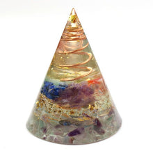 Load image into Gallery viewer, Orgonite Energy Pyramid Natural Spiral Chakra Colour Crystal Emf Protection For Healing Energy Generator Resin Decorative Gift
