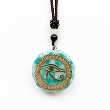 Load image into Gallery viewer, Reiki Devil&#39;s Eye Necklace Horus Eye All-Seeing Eyes Orgonite Energy Pendant Orgone Amazonite Necklace Amulet Jewelry
