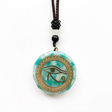 Load image into Gallery viewer, Reiki Devil&#39;s Eye Necklace Horus Eye All-Seeing Eyes Orgonite Energy Pendant Orgone Amazonite Necklace Amulet Jewelry
