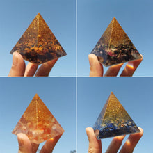 Load image into Gallery viewer, 5cm Orgonite Pyramid Natural Crystal Amethyst Lapis Lazuli Stone Sphere Energy Healing Reiki Chakra Multiplier Kawaii Room Decor
