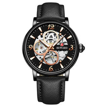 Load image into Gallery viewer, REWARD Gold Watch Men Automatic Mechanical Watches Mens 2020 Luxury Brand Leather Strap Skeleton Wristwatch Casual часы мужские
