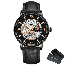 Load image into Gallery viewer, REWARD Gold Watch Men Automatic Mechanical Watches Mens 2020 Luxury Brand Leather Strap Skeleton Wristwatch Casual часы мужские
