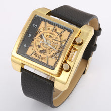 Load image into Gallery viewer, New 2020 Luxury Gold Square Mechanical Wristwatches Men Automatic Self-wind Skeleton Watches Men Sports Big Watches Leather Band
