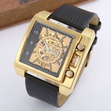 Load image into Gallery viewer, New 2020 Luxury Gold Square Mechanical Wristwatches Men Automatic Self-wind Skeleton Watches Men Sports Big Watches Leather Band
