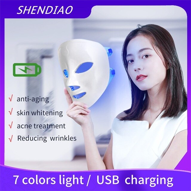 Foreverlily 7 Colors Led Facial Mask Led Korean Photon Therapy Face Mask Machine Light Therapy Acne Mask Beauty Led Mask
