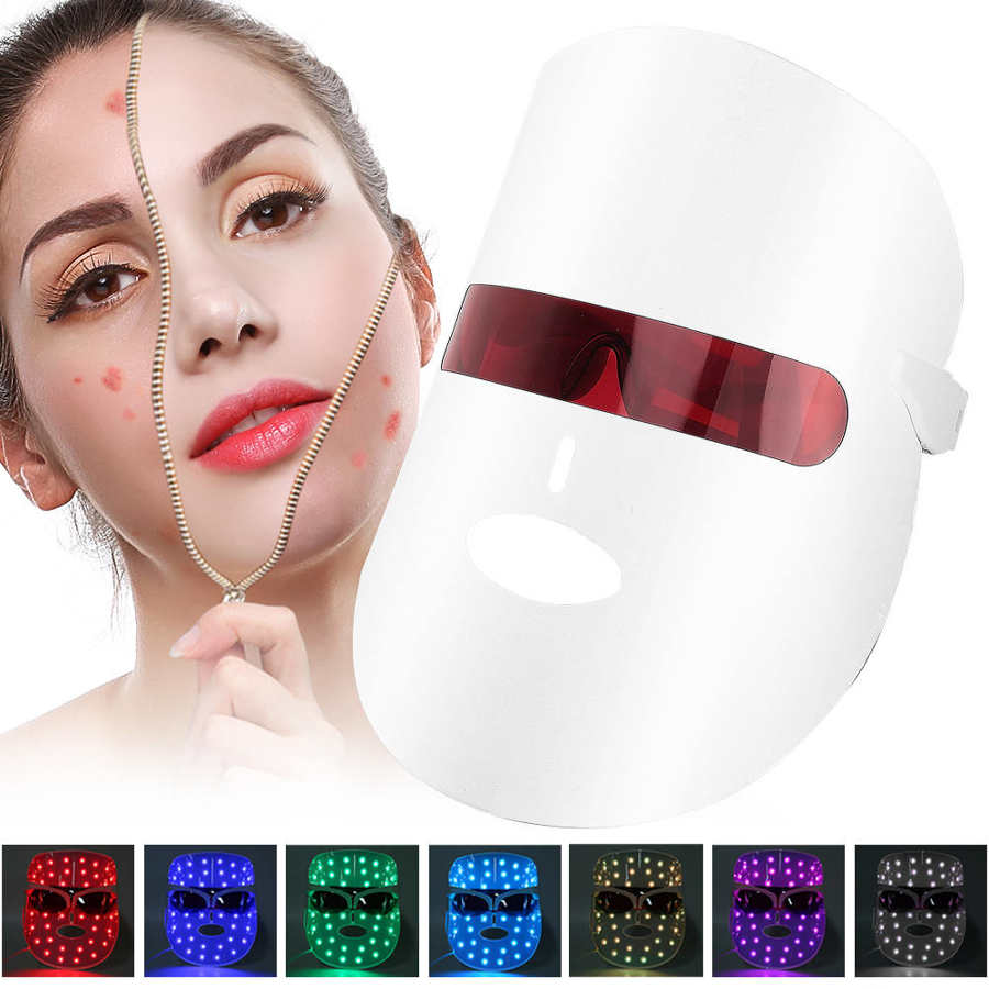 Electric LED Light Photon Therapy Machine 7 Colors Light Facial Mask Face Skin Rejuvenation Tightening Brighten Beauty Device