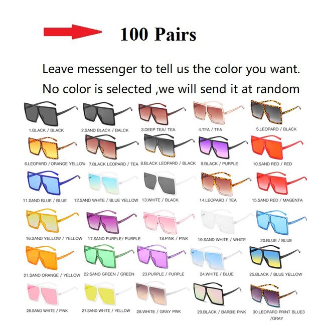 Wholesale 40 Colors One Piece Oversized Square Sunglasses For Women 2021 Luxury Brand Black Sun Glasses Female Big Shades  Bulk