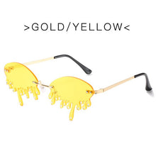 Load image into Gallery viewer, Chic Rimless Candy Color Crystal Tear Sunglasses For Women Luxury Rhinestone Tassel Party Shades Red Green Sun Glasses
