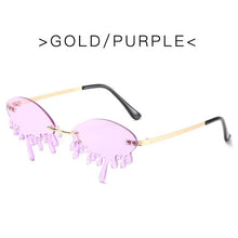 Load image into Gallery viewer, Chic Rimless Candy Color Crystal Tear Sunglasses For Women Luxury Rhinestone Tassel Party Shades Red Green Sun Glasses
