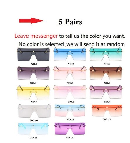 Wholesale 14 Colors One Piece Rimless Square Women's Sunglasses Alloy Flat Brown Sun Glasses Men Shield Hip Hop Shades Ink Bulk