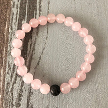 Load image into Gallery viewer, Couples Bracelets Friendship Black Lava Rock Rose Quartzs Natural Stone Beaded Bracelet Elastic Bracelet Yoga Men Women
