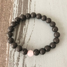 Load image into Gallery viewer, Couples Bracelets Friendship Black Lava Rock Rose Quartzs Natural Stone Beaded Bracelet Elastic Bracelet Yoga Men Women
