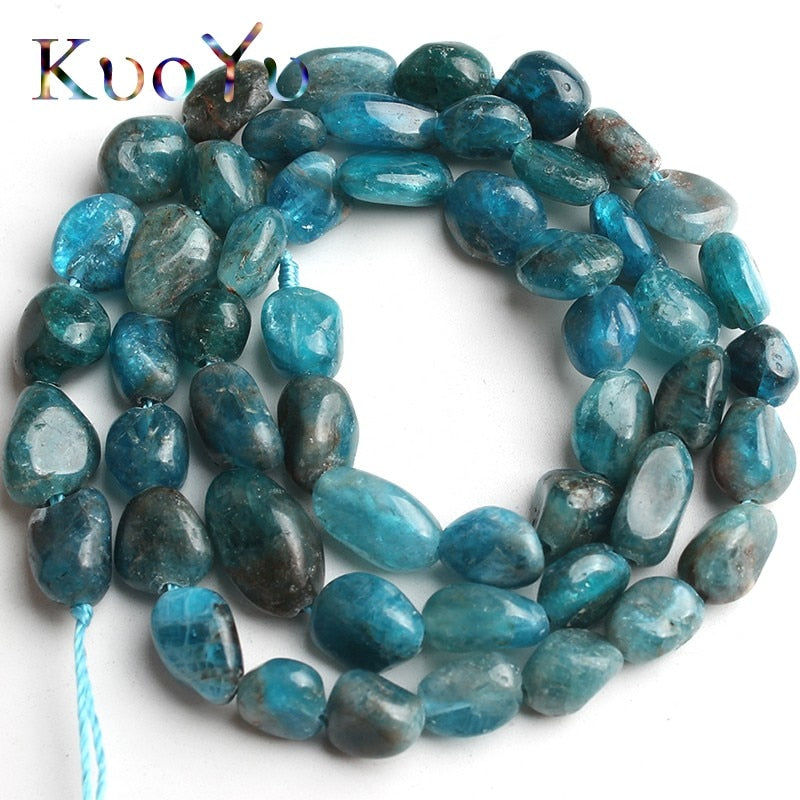 6-8mm Natural Irregular Blue Apatite Stone Beads Loose Stone Spacer Beads For Jewelry Making DIY Bracelet 15''Strand/Inches