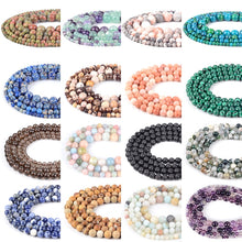 Load image into Gallery viewer, Natural Gem Beads Rose Pink Quartz Lapis Lazuli Lava Stone Round Beads For Jewelry Making Bracelets Diy Needlework Accessories
